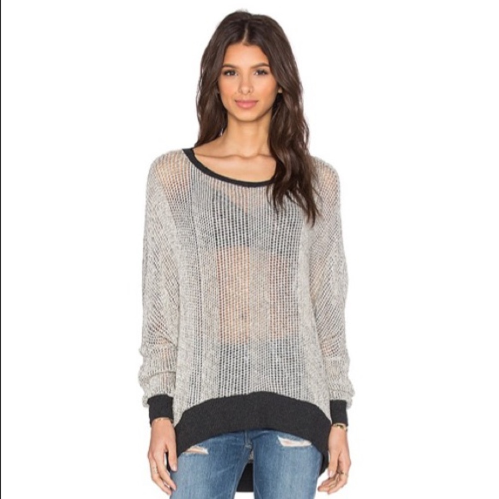 Michael Lauren Fred Sweater Cape in Cream Charcoal